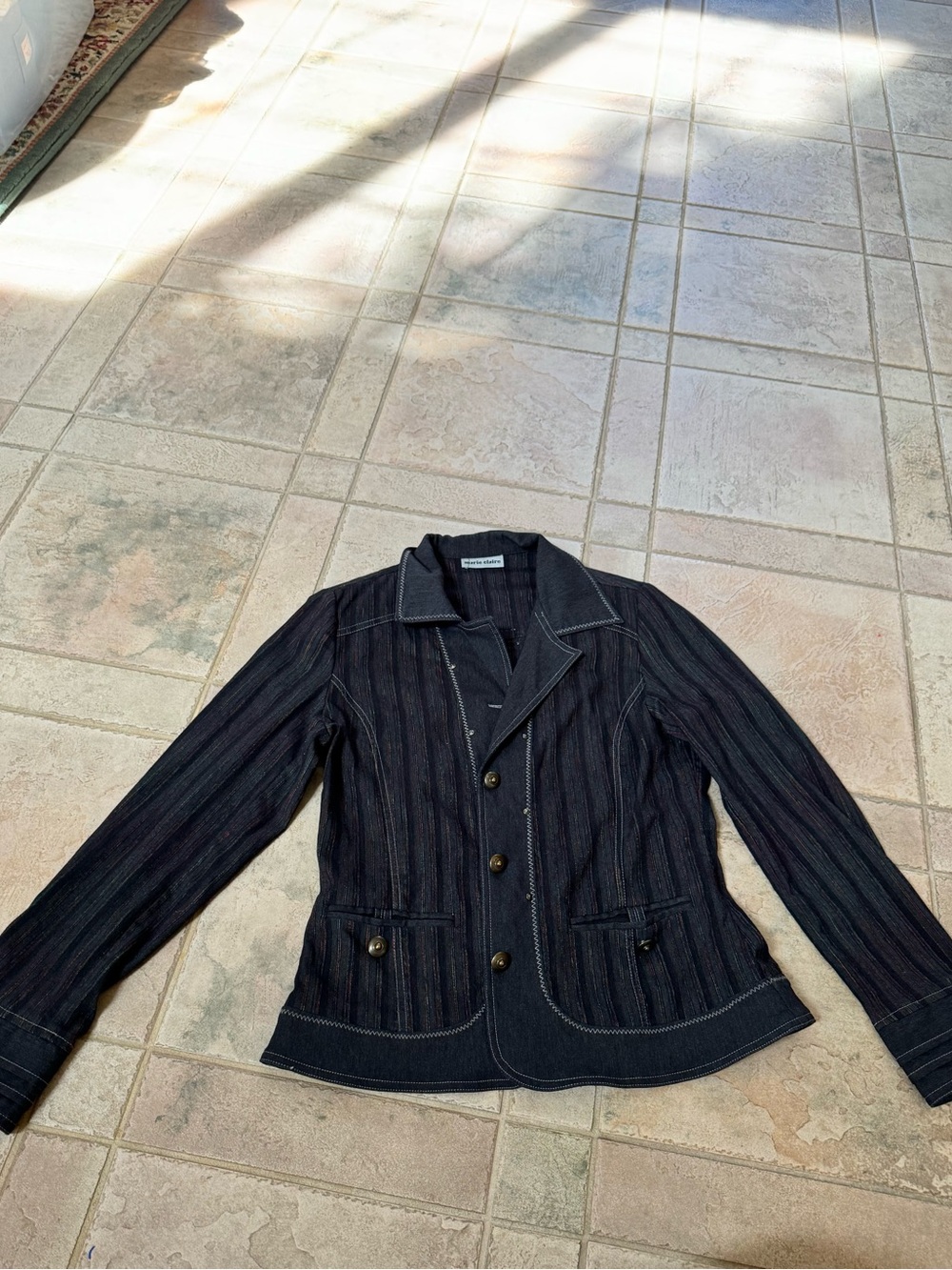 Women's Black Pinstripe Notch Collar Blazer